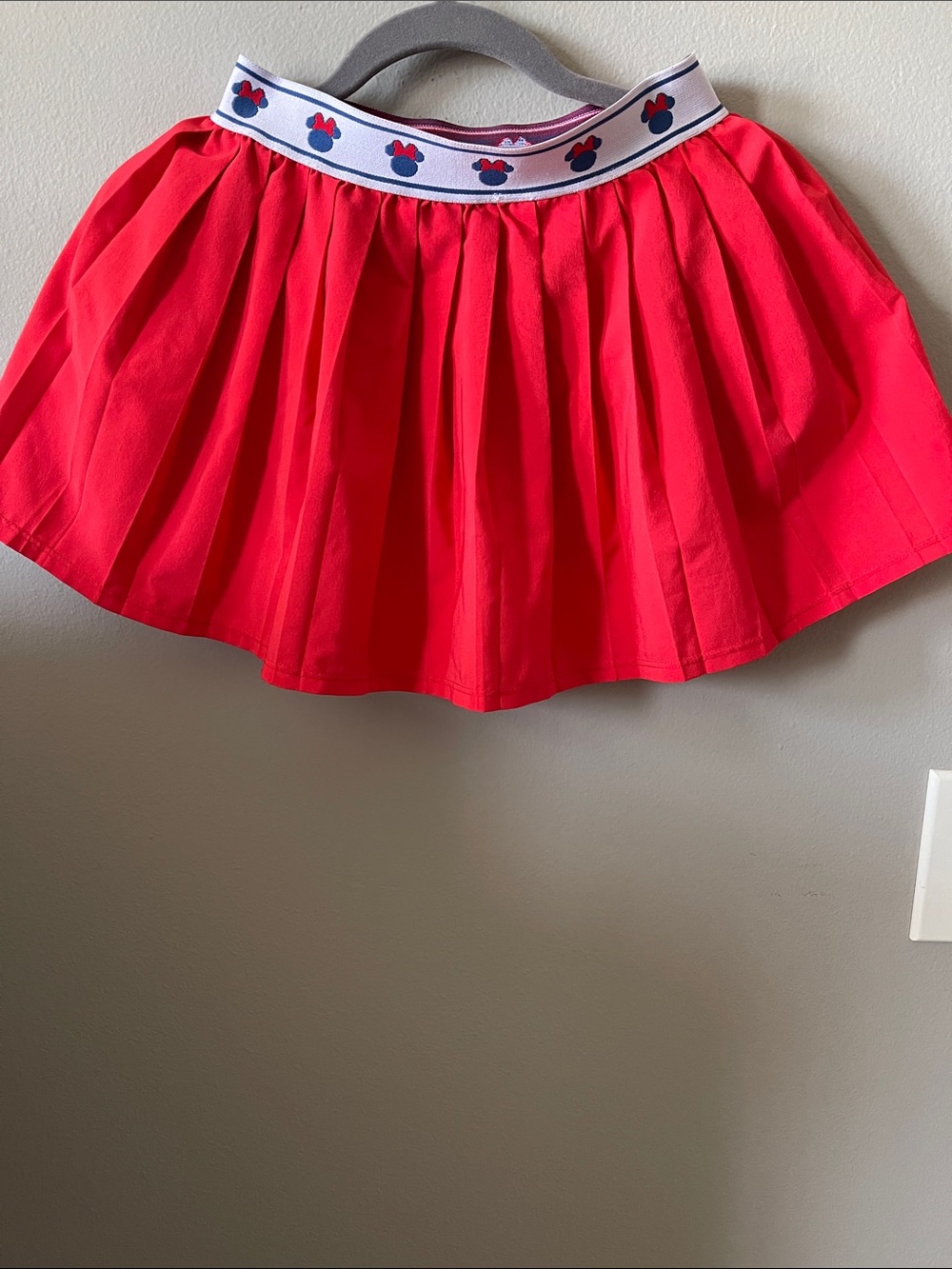 Disney Bright Red Pleated Skirt with Character Waistband